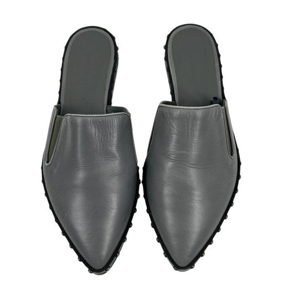 Jenni Kayne Gray Studded Leather Slip On Mule Shoes - Picture 3 of 14